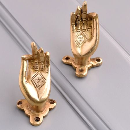 Handmade Mudra Brass Drawer Handle in Golden Finish